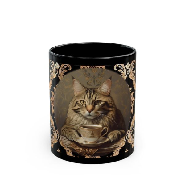 Elegant Cat-Themed Mug - Vintage Black Coffee Cup