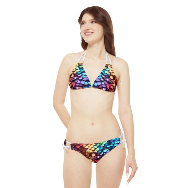 Mermaid Scales Print Strappy Bikini Set Swimwear - Image 2