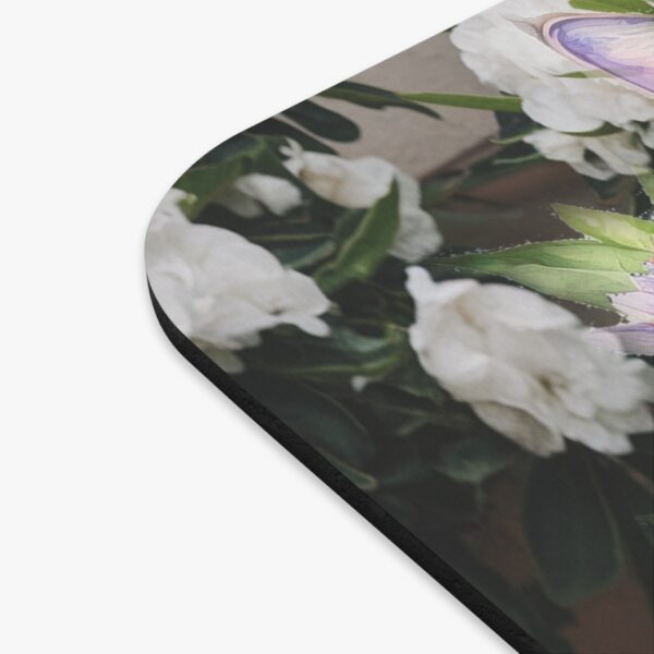 Whimsical Cat Coffee Mouse Pad with Floral Design - Image 2