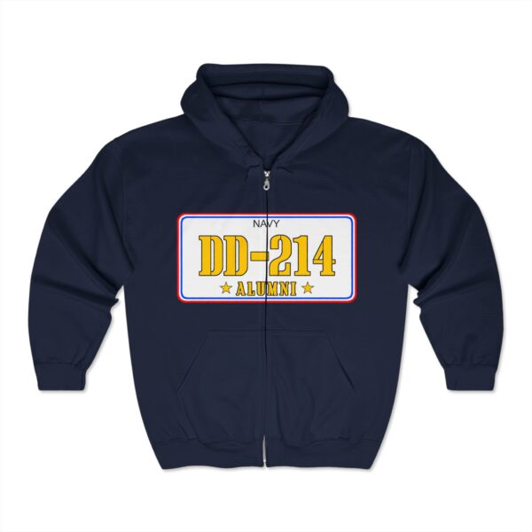 Navy Veteran DD-214 Alumni Hoodie - Full Zip Sweatshirt, Veteran Gift, Military Apparel, Graduation Gift, Cozy Casual Wear - Image 7