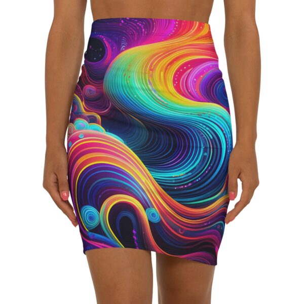 Psychedelic Design - Mid-Waist Pencil Skirt